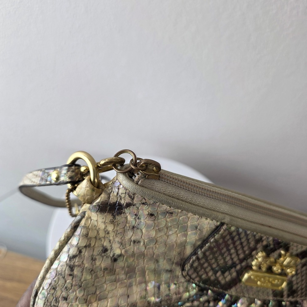Coach Madison Shimmer Python Leather Wristlet Gol… - image 9